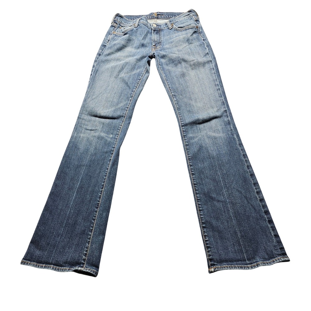7 For All Mankind Bootcut Jeans Womens 29 Blue Denim Made in USA Stretch 4865
